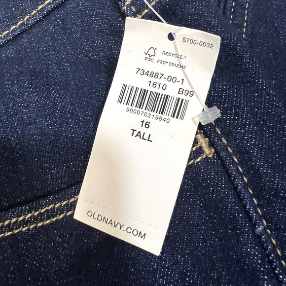 Old Navy Wow Skinny Jeans 16 Tall Dark Wash High Rise Stretch NWT - Picture 8 of 10